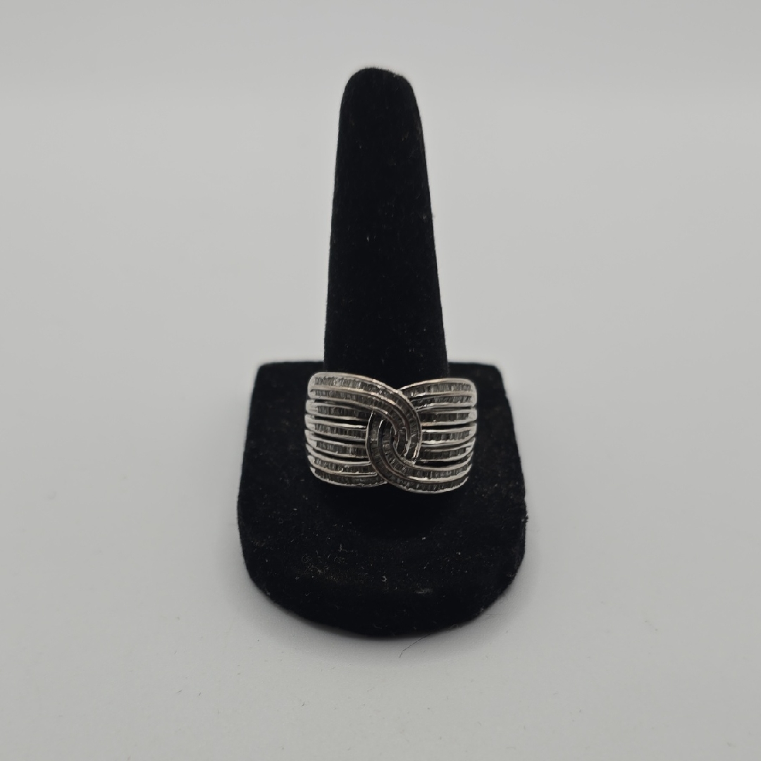 Sterling Silver Diamond Knot Ring